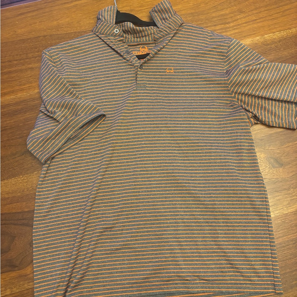 Cinch Striped Polo Shirt - Orange and Blue